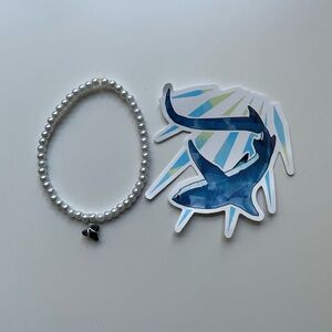 Kids Pearl Bracelet with Genuine Shark Tooth Charm NWOT